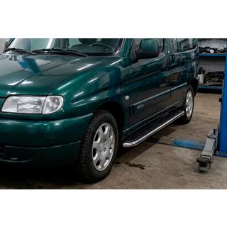 Boční prahy Maydos V1 (2 ks, hliník ↗ nerez) Peugeot Partner 1996–2008 fotografie 1