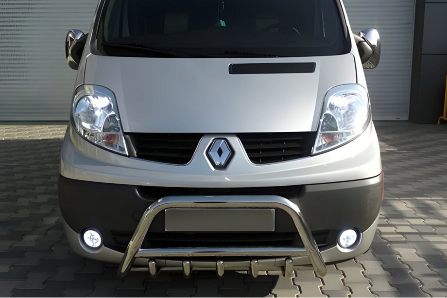 Renault Trafic 2001–2015 Nerezový přední ochranný rám WT003-4 S nápisem Renault Image