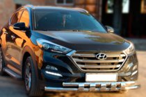Hyundai Tucson TL 2016–2021 Přední ochranný rám Shark (nerez) fotografie 2