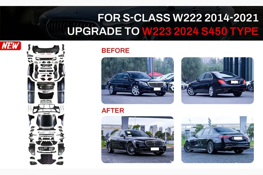 Mercedes S-Class W222 2013–2022 Restylingový body kit pro W223 AMG Line (včetně dveřních klik a insertů) Image