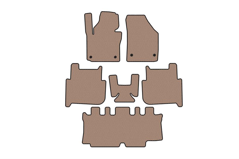 Volkswagen Touran 2003–2010 Gumové autokoberce Carsuit (3 řady, 2006-2010, 7místné, béžové) Fotografie 1