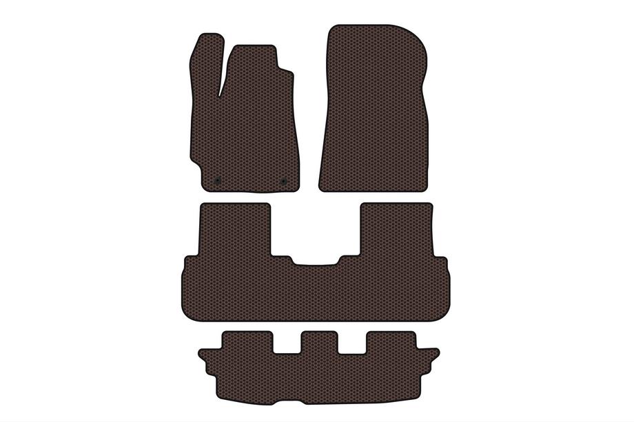 Toyota Highlander 2008–2013 Gumové autokoberce Carsuit (2 řady, hnědé) Fotografie 1