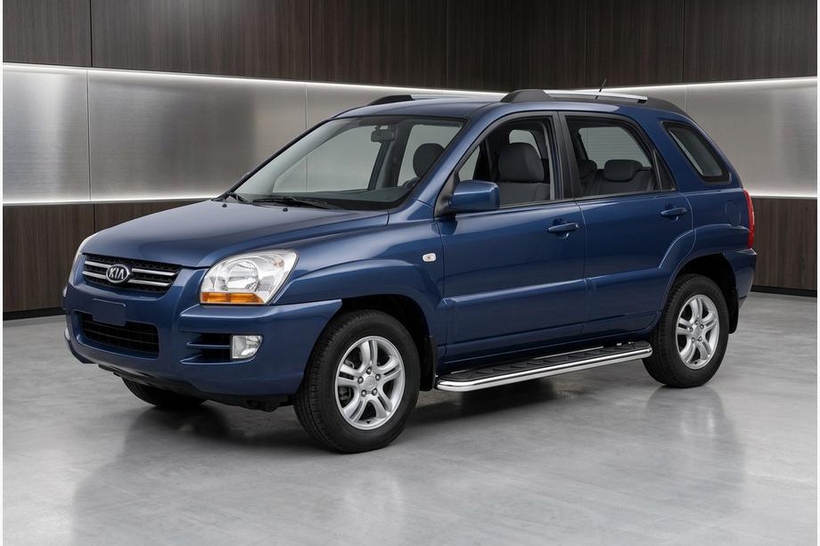 Kia Sportage 2004–2010 Boční prahy Maydos V1 (2 ks, hliník ↗ nerez) Image