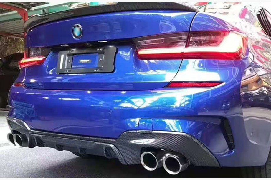 BMW řada 3 G20/G21 2018– Difuzor zadního nárazníku (pro M-Sport 2018-2022, pro obdélníkové koncovky výfuku, ABS) Image