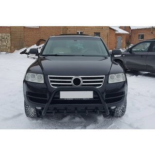 Přední ochranný rám WT003 Black Special (nerez) Volkswagen Touareg 2002–2010 fotografie 1