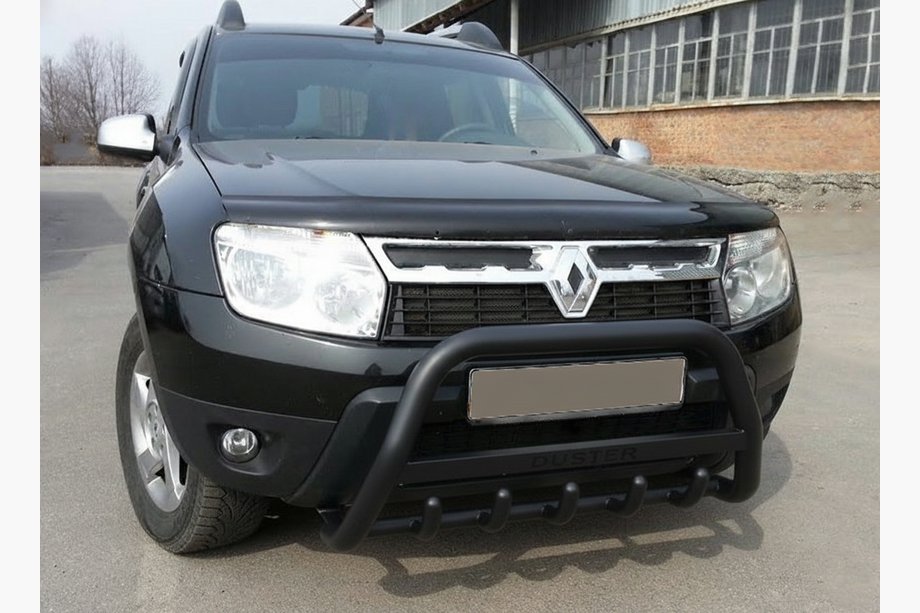Dacia Duster 2008–2018 Bullbar s nápisem WT004 Black (nerez.) Fotografie 1