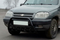Chevrolet Niva 1998–2020 Přední ochranný rám WT004 Black (nerez) fotografie 1