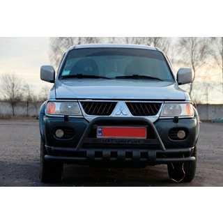 Přední ochranný rám ST015WT Black (nerez) Mitsubishi Pajero Sport 1996–2007 fotografie 2