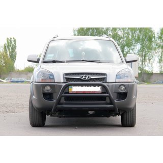 Přední ochranný rám (bullbar) WT022 Black (nerez) Hyundai Tucson JM 2004– fotografie 1