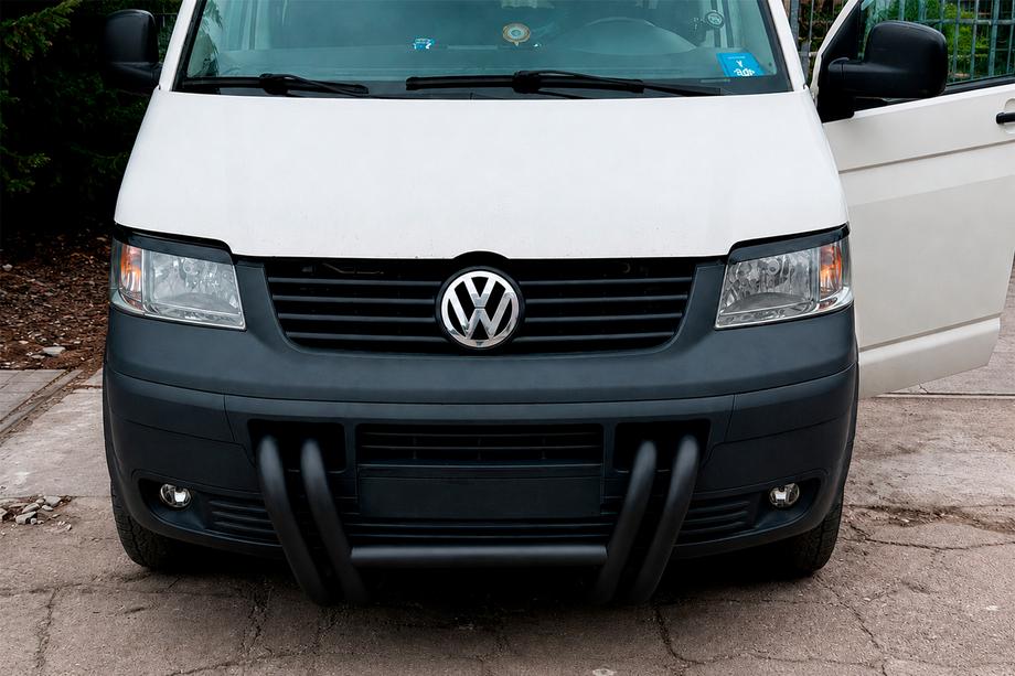 Volkswagen T5 Transporter 2003–2010 Přední ochranný rám (kengur) ST006-03 Nizdri Black (nerez) Fotografie 4