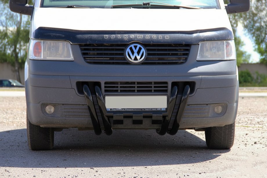Volkswagen T5 Transporter 2003–2010 Přední ochranný rám ST006-15 „nozdry“ Black (nerez) Fotografie 1