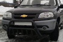 Chevrolet Niva 1998–2020 Přední ochranný rám WT002 Black (nerez) fotografie 1