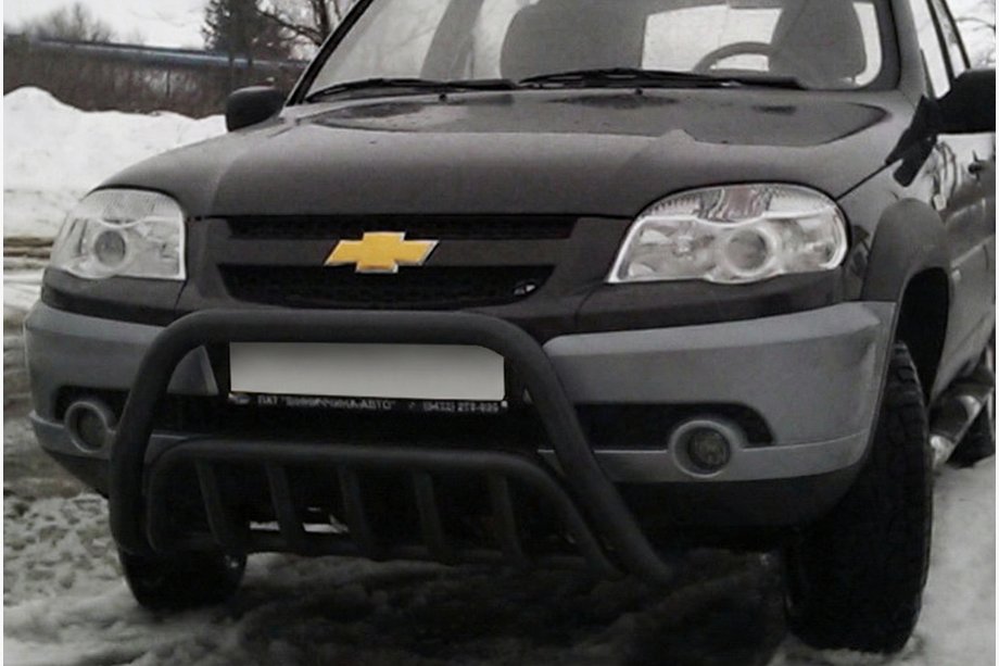 Chevrolet Niva 1998–2020 Přední ochranný rám WT002 Black (nerez) Image