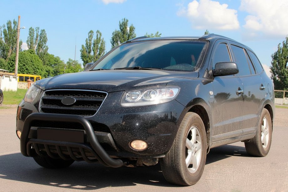 Hyundai Santa Fe 2 2006–2012 Přední ochranný rám WT002 Black (nerez) Image