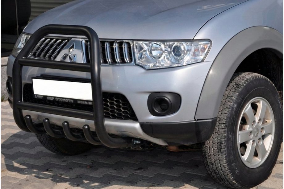 Mitsubishi Pajero Sport 2008–2015 Přední ochranný rám QT007 Black (nerez) Fotografie 1
