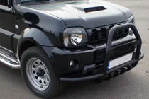 Suzuki Jimny 1998–2018 Přední ochranný rám QT007-Exclusive Black (s nápisem, nerez) fotografie 4