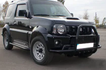 Suzuki Jimny 1998–2018 Přední ochranný rám QT007-Exclusive Black (s nápisem, nerez) fotografie 5