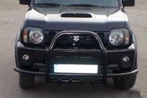 Suzuki Jimny 1998–2018 Přední ochranný rám QT007-Exclusive Black (s nápisem, nerez) fotografie 3