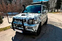 Suzuki Jimny 1998–2018 Přední ochranný rám QT007-Exclusive Black (s nápisem, nerez) fotografie 1