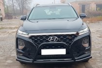 Hyundai Santa Fe 4 2018–2023 Přední ochranný rám s bočními tyčemi WT006 Black (nerez) fotografie 2
