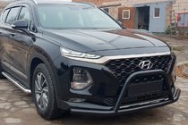 Hyundai Santa Fe 4 2018–2023 Přední ochranný rám s bočními tyčemi WT006 Black (nerez) fotografie 3