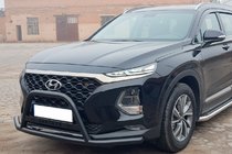 Hyundai Santa Fe 4 2018–2023 Přední ochranný rám s bočními tyčemi WT006 Black (nerez) fotografie 1