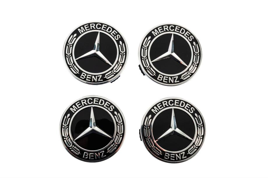 Mercedes-Benz Středové krytky na disky 71/75 mm bez kroužku (4 ks, černé V5) Image