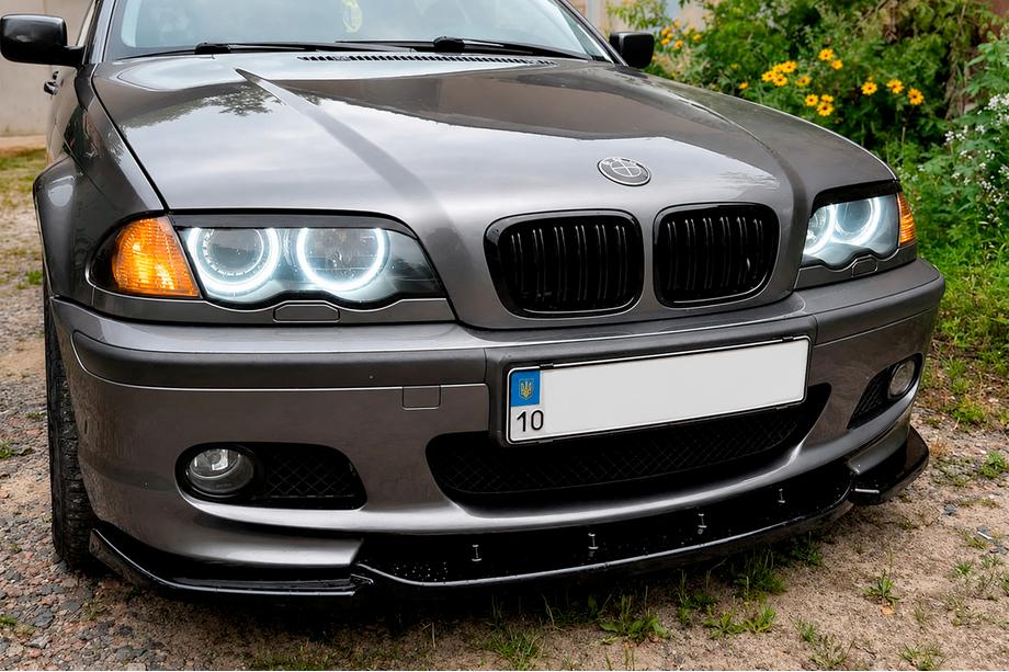 BMW řada 3 E46 1998–2006 Přední lip nástavec DPT V-2 (pro M-Sport 2003-2006, černý lesk) Fotografie 1