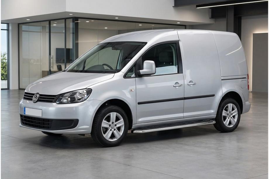 Volkswagen Caddy 2010–2015 Boční prahy Maydos V1 (2 ks, hliník ↗ nerez) Standardní základna Image