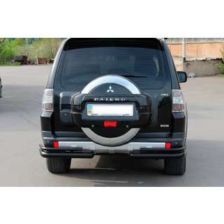 Zadní ochranný rám AK003 dvojitý černý (nerez) Mitsubishi Pajero Wagon IV 2006–2021 fotografie 3