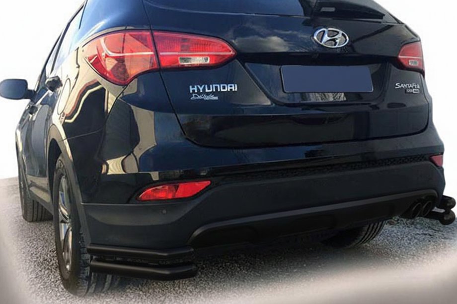 Hyundai Santa Fe 3 2012–2018 Zadní rohy AK-003 dvojité Black (nerez) Image