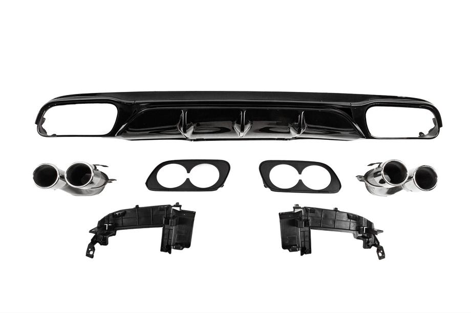 Mercedes E-class W213 2016–2023 Zadní difuzor s koncovkami výfuku E53-Design Silver (pro Base) Image