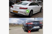 Mercedes E-class Coupé C238 2016–2024 Zadní difuzor Black s koncovkami výfuku Chrome (design AMG63) fotografie 5