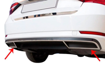 Skoda Superb 2015–2024 Chromované krytky konců zadního nárazníku Carmos (2 ks, nerez) fotografie 1
