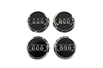 Audi Středové krytky do disků 60/58 mm (černé s chromem, 4 ks) fotografie 1