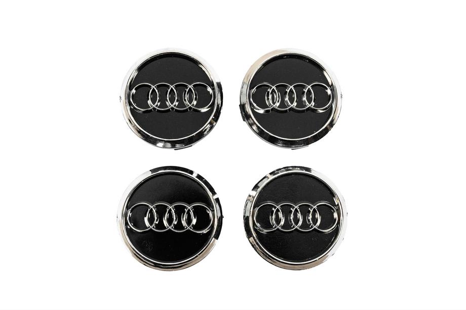 Audi Středové krytky do disků 60/58 mm (černé s chromem, 4 ks) Image