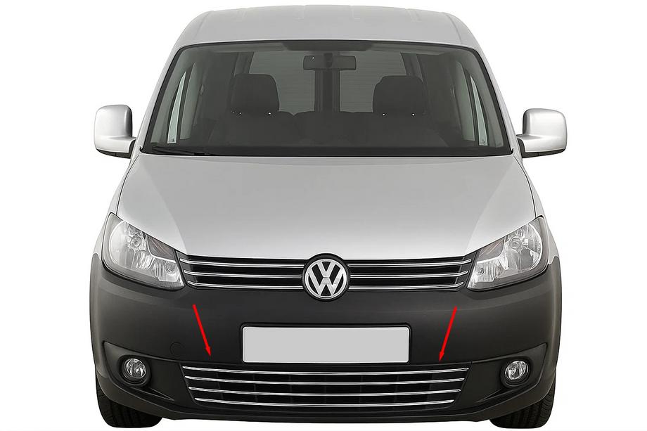 Volkswagen Caddy 2010–2015 Celistvá mřížka do nárazníku (nerez) Image