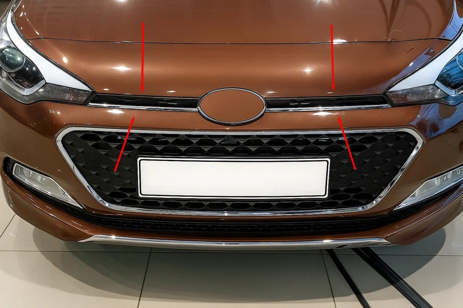 Hyundai I-20 2014–2020 Lišty na masku 2014-2018 (2 ks, nerez) Image