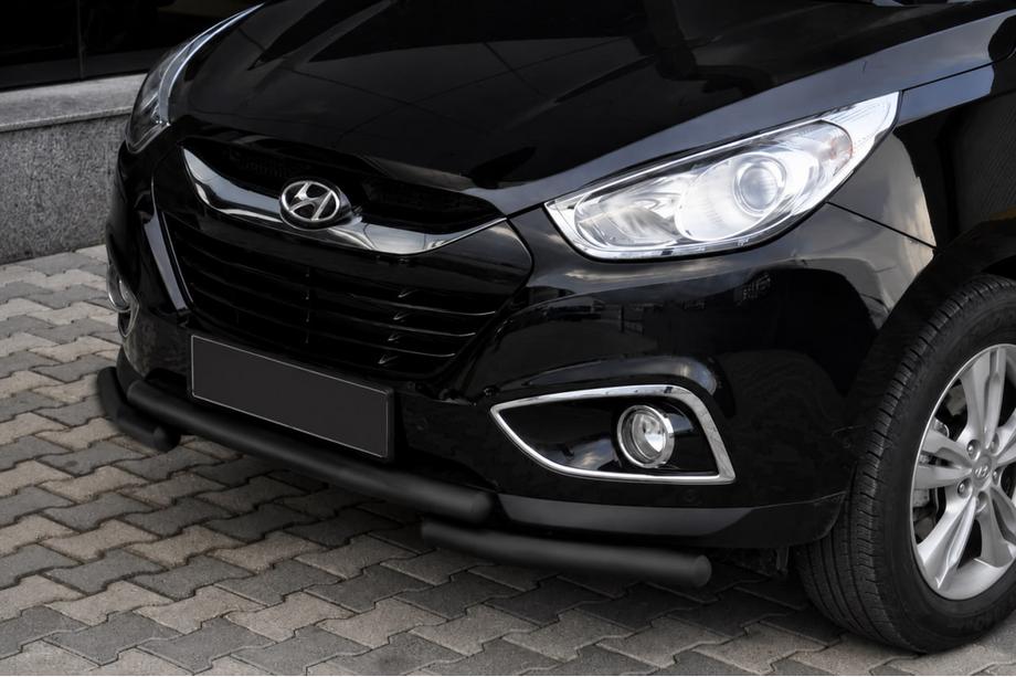 Hyundai IX-35 2010–2015 Přední ochranný rám ST014-1 Black (nerez) Image