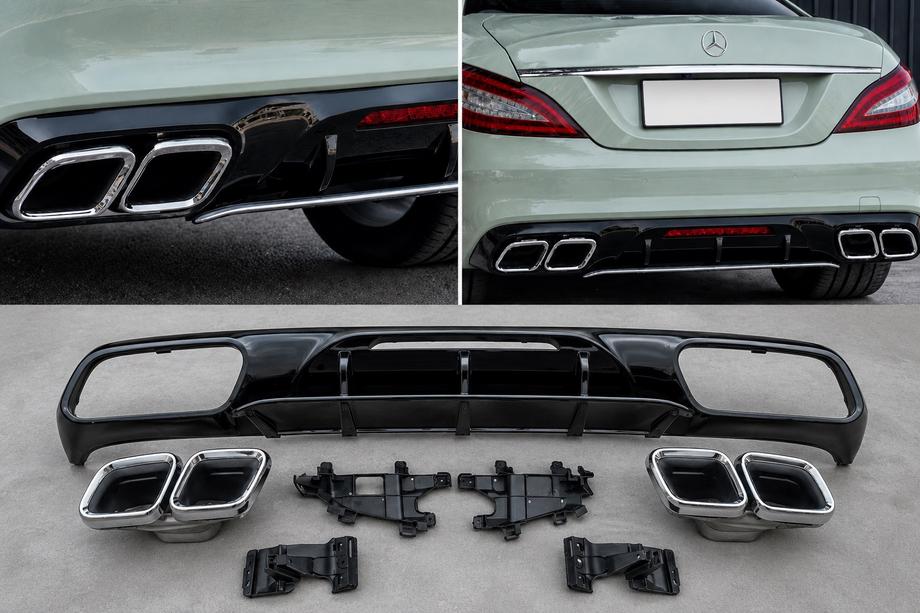 Mercedes CLS C218 2011–2018 Zadní difuzor s chromovanými koncovkami (2015-2018, design GT63) Image