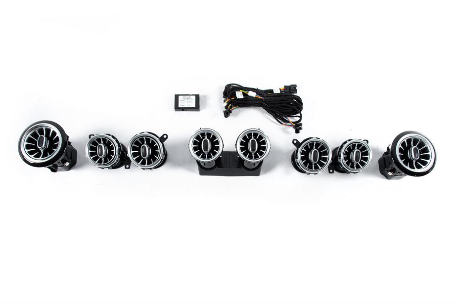 Mercedes E-class W213 2016–2023 LED deflektory výdechů ventilace (64 barev) Fotografie 1