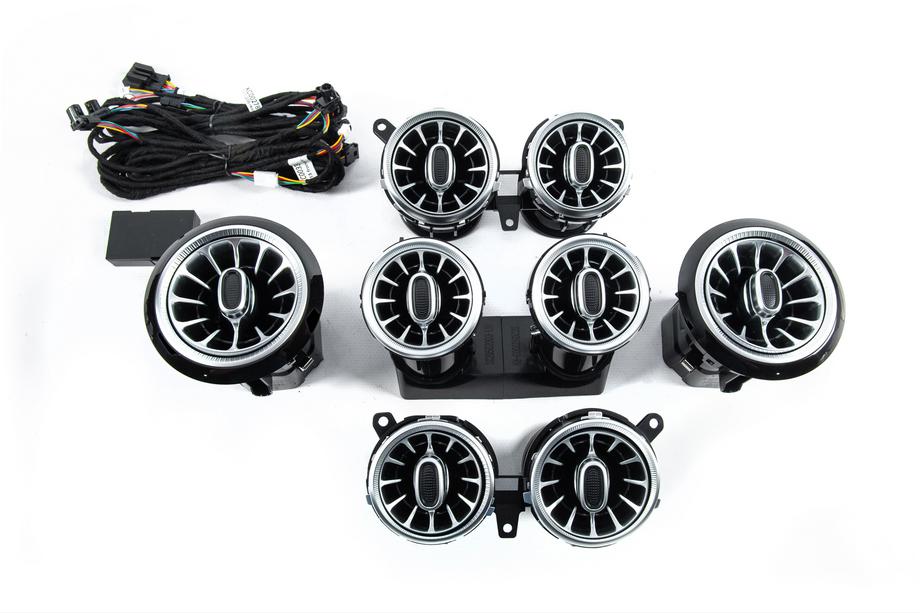 Mercedes E-class W213 2016–2023 LED deflektory výdechů ventilace (64 barev) Fotografie 2