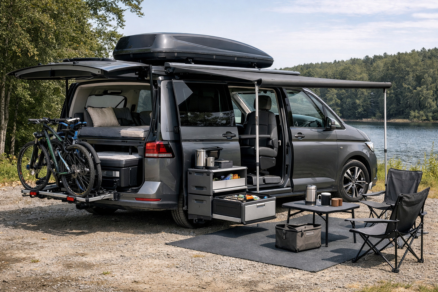Co doplnit na Volkswagen Caravelle T7 pro rodinné cesty a variabilní interiér