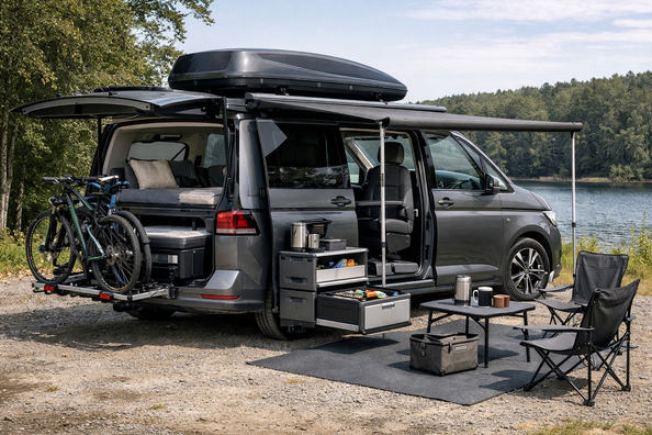 Co doplnit na Volkswagen Caravelle T7 pro rodinné cesty a variabilní interiér