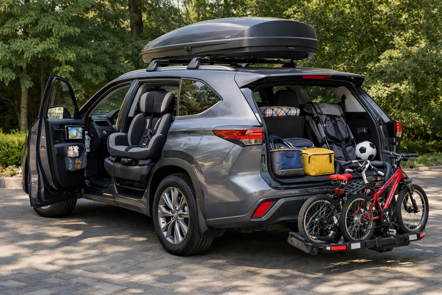 Balíček úprav Toyota Highlander pro děti, zavazadla a každodenní komfort