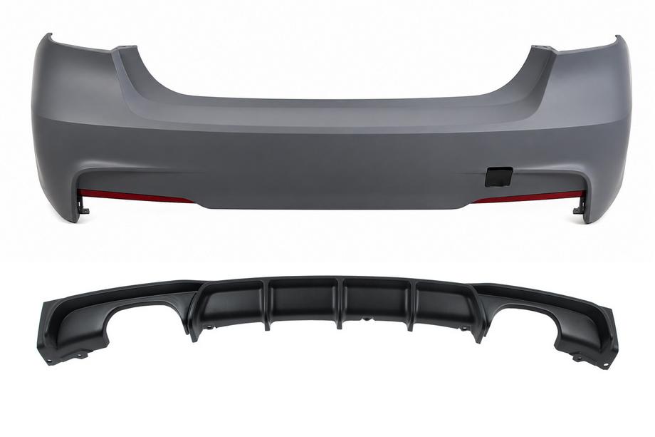 BMW řada 3 F30/F31 2012–2019 Zadní nárazník s difuzorem pro dvojitý výfuk (dvoustranný) M-Sport (pro F30) Image