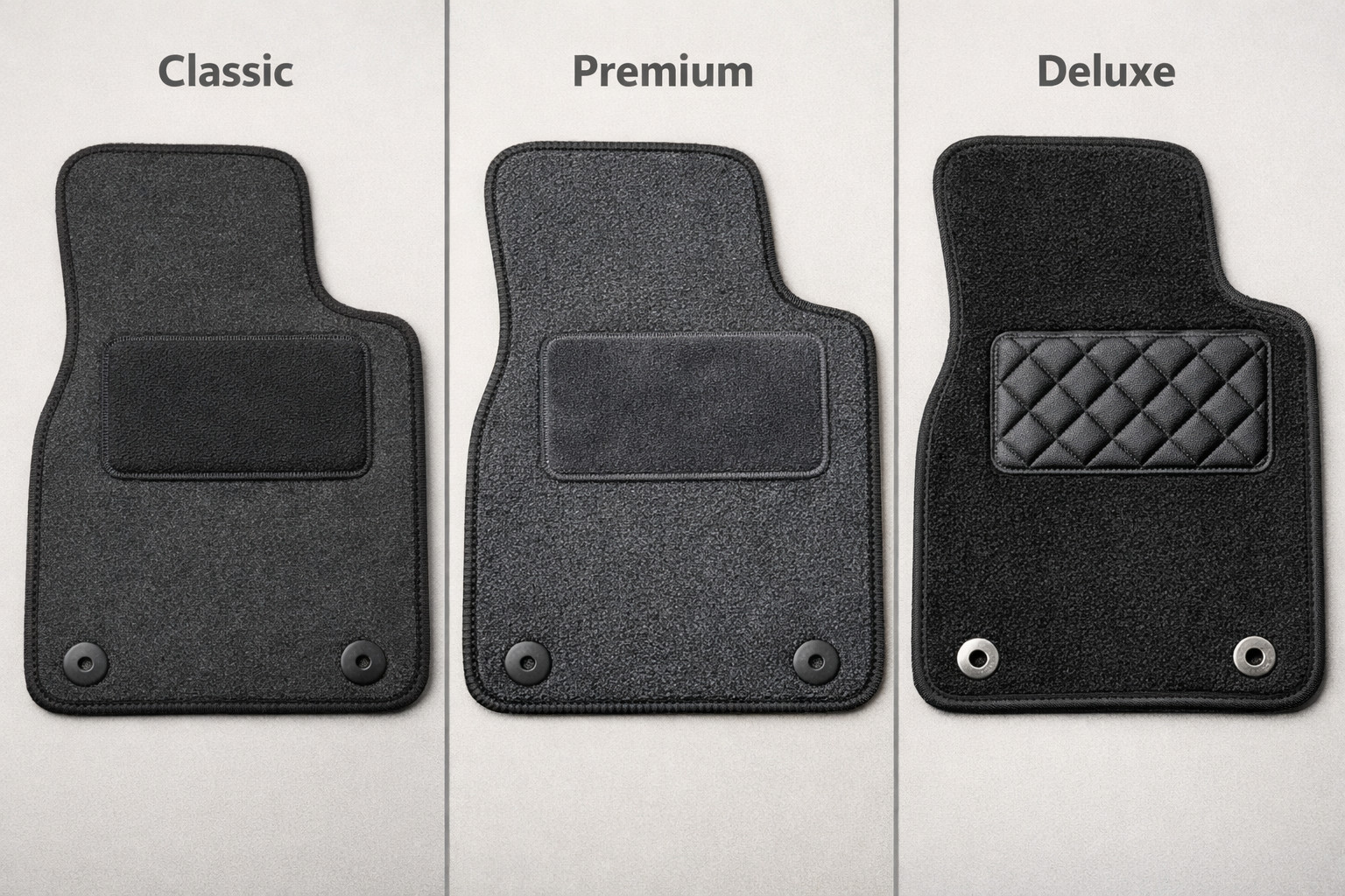 Textilní koberce Classic, Premium nebo Deluxe: jakou úroveň zvolit