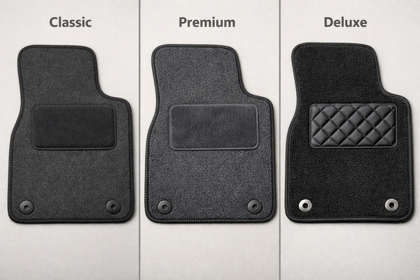 Textilní koberce Classic, Premium nebo Deluxe: jakou úroveň zvolit