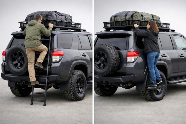 Žebřík na off-road nebo boční schůdky: co zvolit k nosiči na střeše Fotografie 1