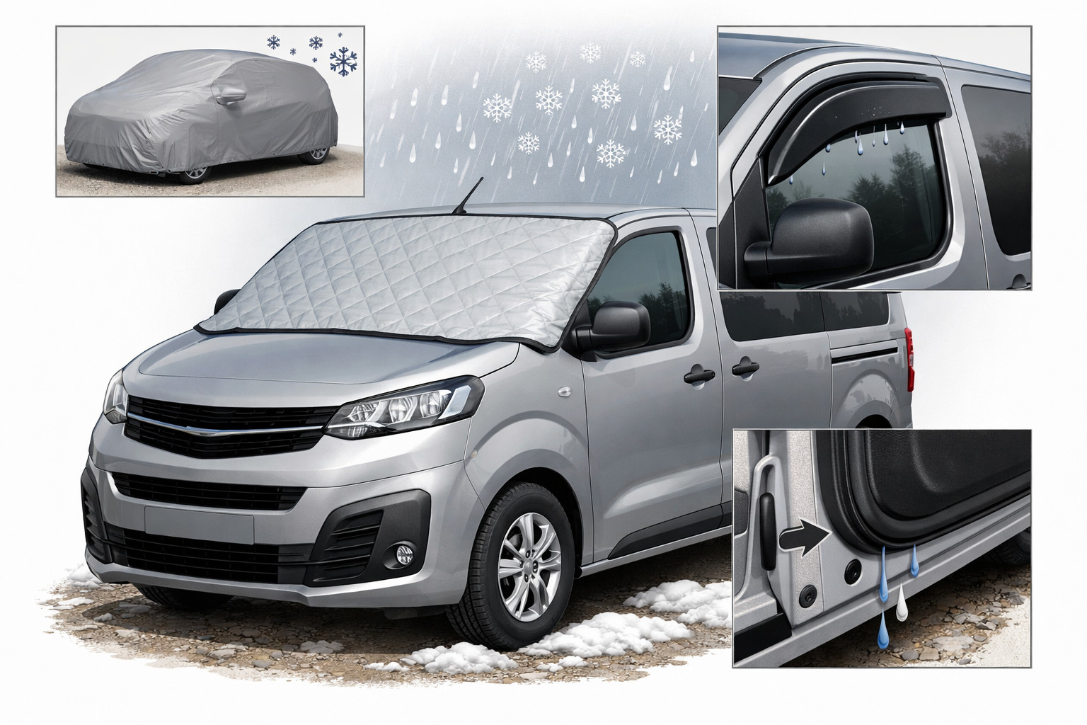 Jak ochránit Opel Vivaro 2019+ před prachem, sněhem a srážkami na venkovním parkovišti